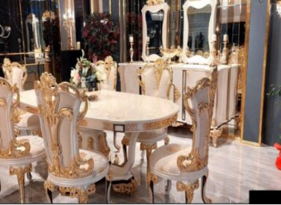 Luxury dining room dining table chair wood tables table baroque dining chairs furniture group