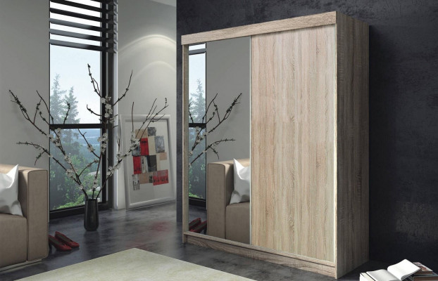 Wardrobe Closet Tall Cabinet Modern Beige Wood Cabinets Bedroom New