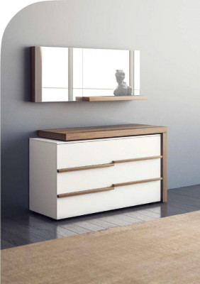 White Luxury Dresser with Mirror Modern Walnut Natural Design New