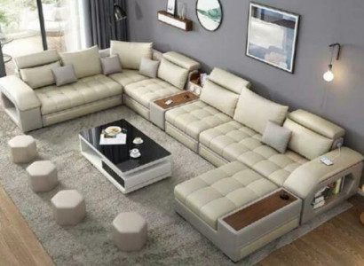 U-shaped sectional sofa seating furniture living landscape luxury upholstery modern relax sofa couch