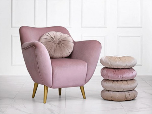 Armchair Wing Chair 1-Seater Fabric Seat Luxury Living Room Modern Pink