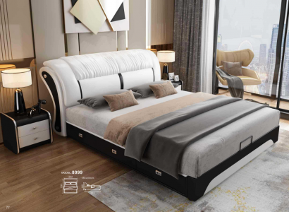 Bed Cushion Design Luxury Double Hotel Matrimonial Sleep Room Leather 180x200cm Beds