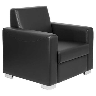 Black leather armchair designer upholstery single-seater living room relax chair