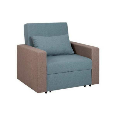 Blue armchair with bed function, living room single-seater, relax luxury club chair