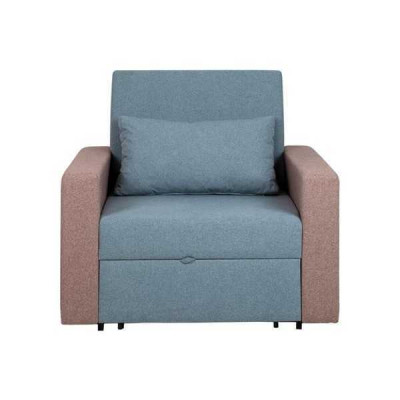 Blue armchair with bed function, living room single-seater, relax luxury club chair