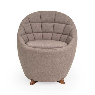 Brown upholstered armchair living room single-seater designer 1-seater wooden frame.