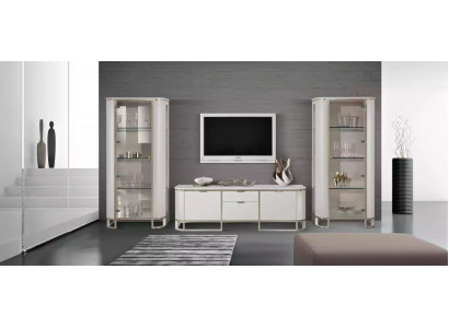 3-piece wall unit set, living room, 2x display cabinet, TV stand, classic ensemble.