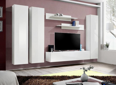 Complete Set 6-piece White Living Room Wall TV Stand Living Room Furniture