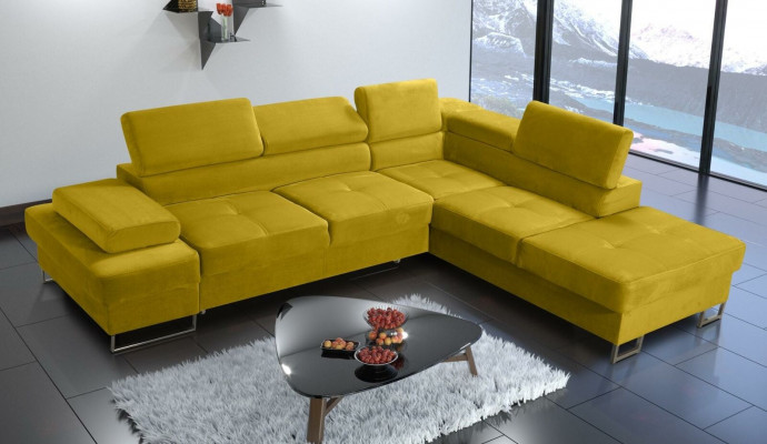 Sectional sofa upholstery couch textile living room L-shape modern yellow design sofas new