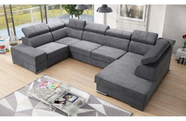 U-shaped sectional sofa couch textile sofas design living landscape with bed function fabric