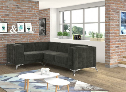 Chesterfield sectional sofa L-shape fabric couch design upholstered seat textile sofa corner new