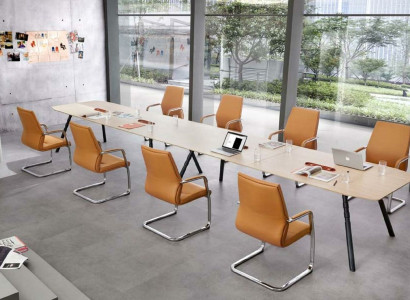 Office Set 8x Conference Chairs & Conference Table Complete Set Meeting Table 9-piece Set.