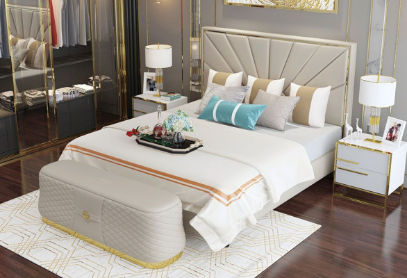 Bed, beds, upholstery, double, marriage, hotel, luxury, leather, modern, designer, bedroom