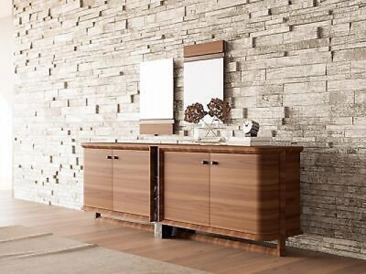 Luxury Complete Sideboard with 2x Mirror Design Wooden Cabinet Dining Room Furniture