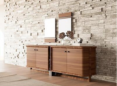 Luxury Complete Sideboard with 2x Mirror Design Wooden Cabinet Dining Room Furniture