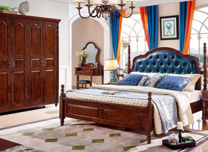 Bedroom set 4-piece classic bed + 2x bedside tables wardrobe