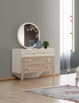 Modern Wooden Dressing Table with Mirror Console Set Bedroom