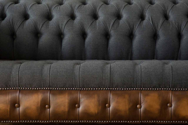 Black Design Sofa 3 Seater Chesterfield Fabric Couch Sofa Upholstery New