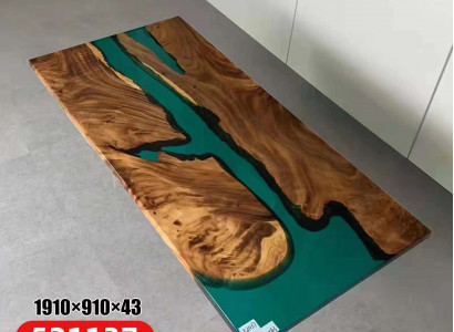 Epoxy resin dining table genuine wood solid furniture waterfall epoxy table 191x91cm