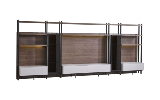 Modern brown living room wall unit luxury living room furniture shelf cabinets