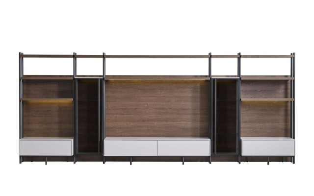 Modern brown living room wall unit luxury living room furniture shelf cabinets