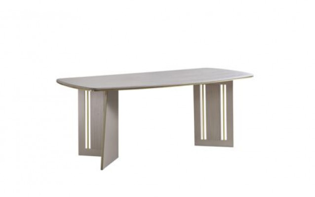 Beige dining table modern wooden furniture half-oval table designer dining table