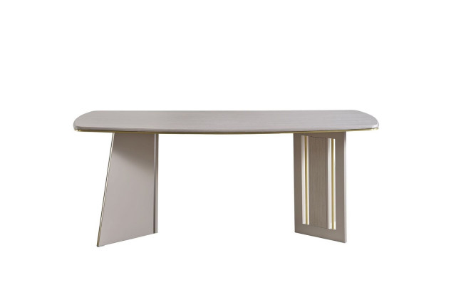 Beige dining table modern wooden furniture half-oval table designer dining table