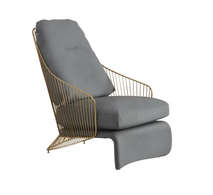 Luxury Designer Relax Armchair Lounge Club Chair Leather Stainless Steel Designer Furniture