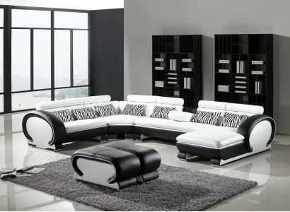 Corner sofa + 2x stools corner sets leather couches living room seating furniture