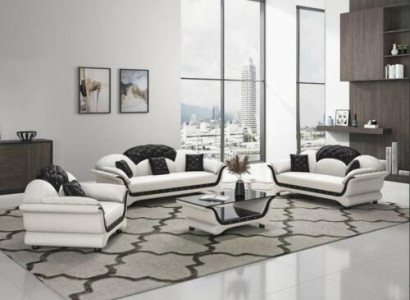 Complete set sofa suite 321 seat coffee table designer living landscape 4pcs. New