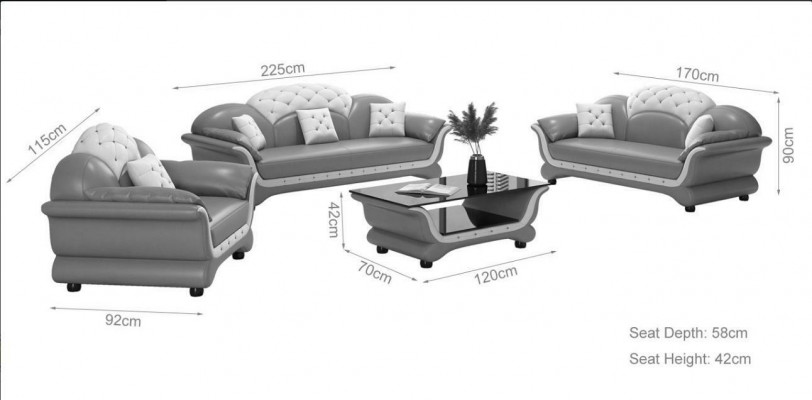 Complete set sofa suite 321 seat coffee table designer living landscape 4pcs. New