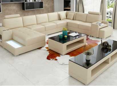 Corner leather corner sofa U-shaped sofa couch design upholstery textile modern textile new