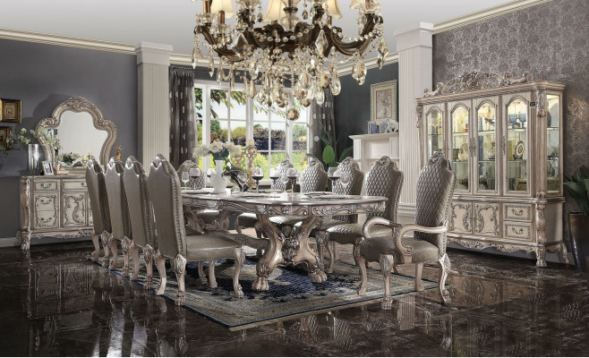 Dining Room Complete Set Table Sideboard 10x Chair Set Display Cabinet Baroque 14-piece.