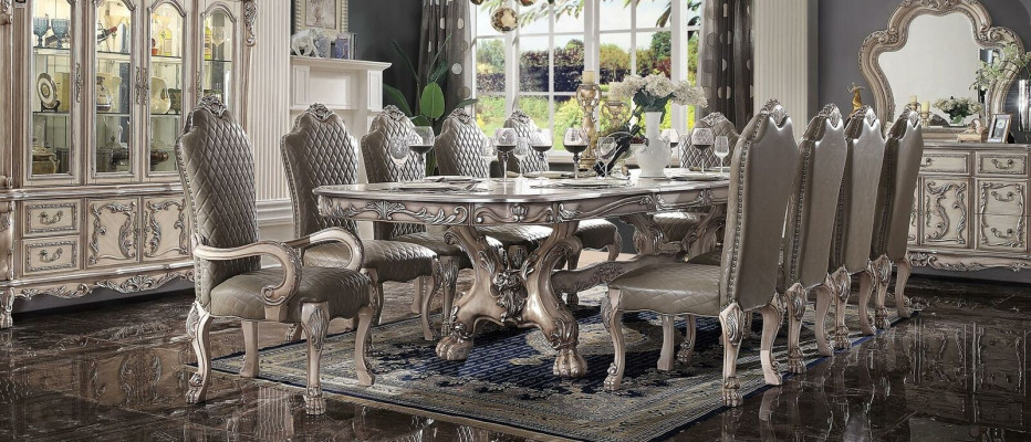 Dining Room Complete Set Table Sideboard 10x Chair Set Display Cabinet Baroque 14-piece.