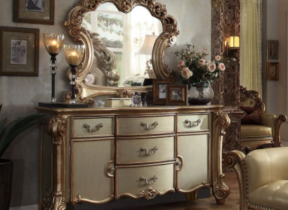 Buffet Sideboard Dresser Mirror Genuine Handcraft Wood Classic Baroque Rococo