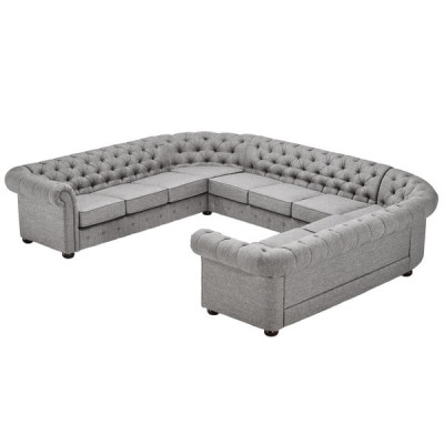 Chesterfield Couch Sofa Upholstered Living Landscape U Shaped Set Corner Sofa