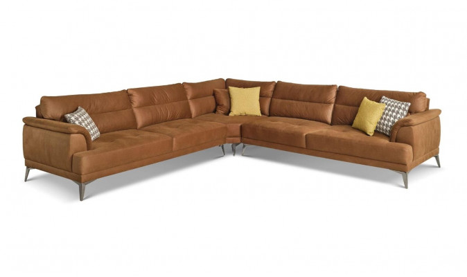 Upholstered Sofa Corner Sofa L Shape Large Living Landscape Sofa Brown Modern