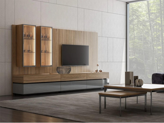 Luxury Complete Living Wall Brown Furniture Designer Set Furnishing TV Stand Modern