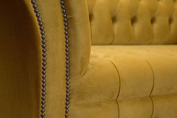 Elegance Design Sofa 4-Seater Couch Upholstery Luxury Textile Chesterfield Sofas Yellow