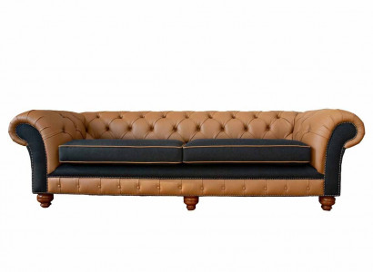 Stylish 4-seater living room sofa upholstered couch big couches Chesterfield leather textile new