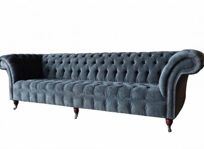 Four-seater sofa 4-seater sofas modern gray design fabric Chesterfield