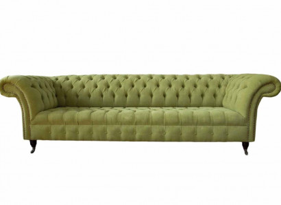 Chesterfield Green Couch Sofa Upholstery 4-Seater Couches Seating Sofas New