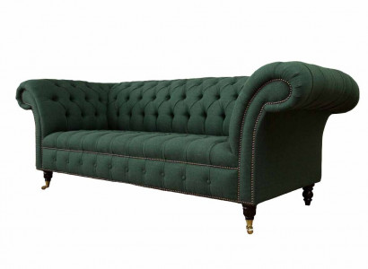 Three-seater couch textile green upholstery furniture Chesterfield sofas couches