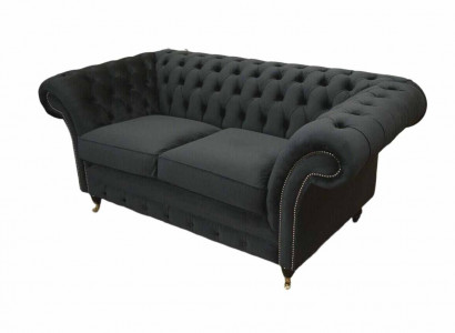 Chesterfield Black 2-Seater Couch Upholstery Couch Design Sofa Fabric