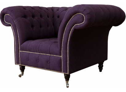 Armchair Single Seater Luxury 1 Seat Seat Design Textile Purple Fabric Chesterfield