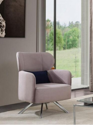 Armchair Wingback Chair Cocktail Chair Modern Design Gray Fabric Seat