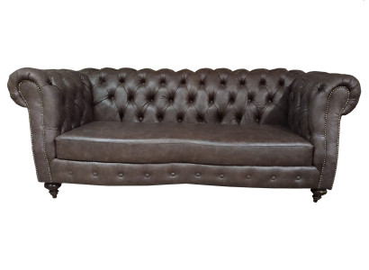 3-seater Chesterfield couch genuine leather sofas brown couches furniture