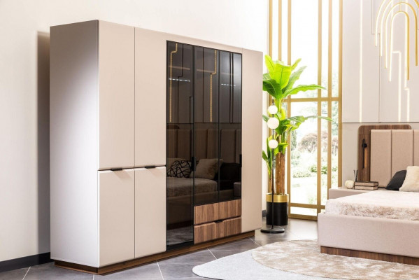 Wardrobe wooden wardrobe beige bedroom wardrobe closet modern