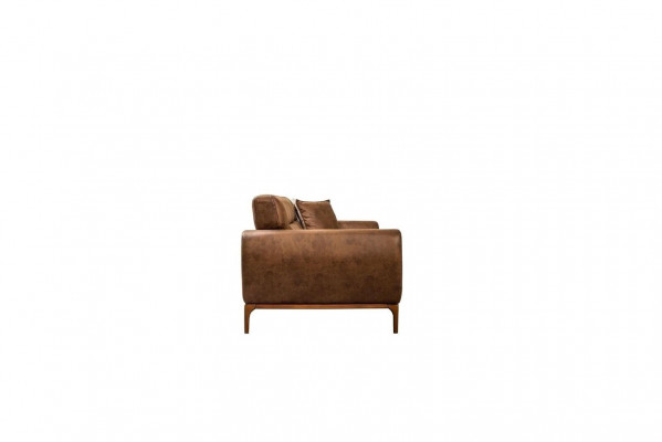 Three-seater sofa, 3-seater upholstered sofa, brown couch, upholstered faux leather