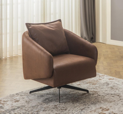 Armchair, wing chair, swivel chair, single seater, seat, faux leather, brown design